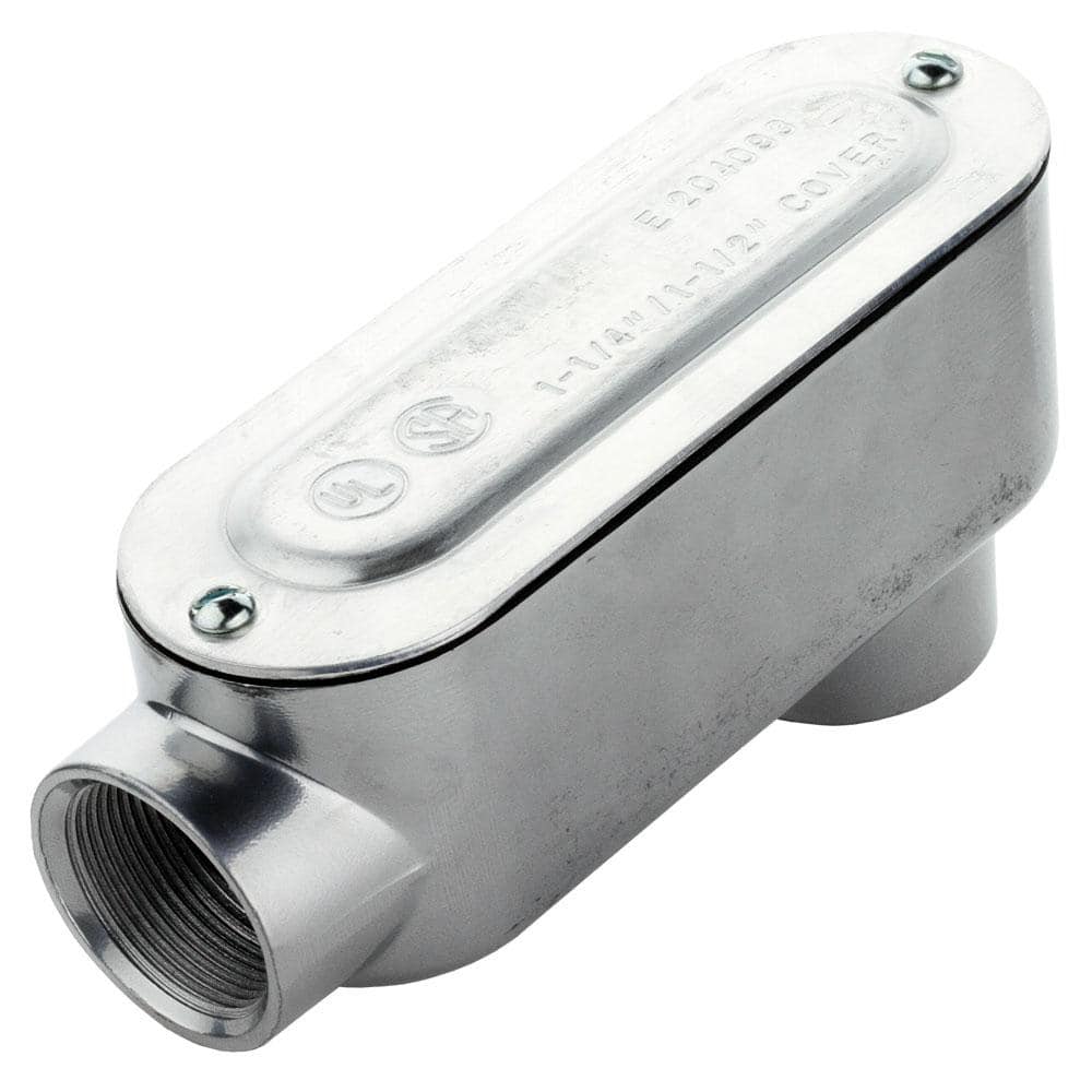 Commercial Electric 1-1/4 in. Rigid Metal Conduit (RMC) Threaded Conduit Body with Stamped Cover (Type LB) (2)