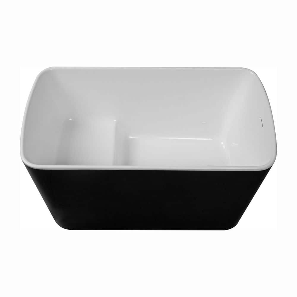 LIVACA 49.02 in. x 27.95 in. Japanese Soaking Acrylic Freestanding Bathtub with Chrome Overflow and Drain in Glossy Black (1)