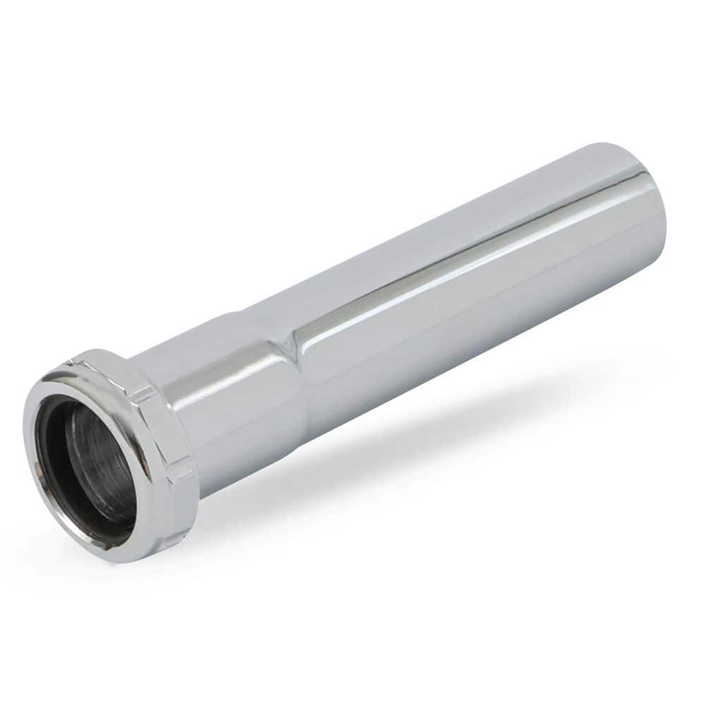 PLUMBFLEX 1-1/2 in. x 12 in. Brass Slip Joint Extension Tube for Tubular Drain Applications, 17GA, Chrome Plated (1)