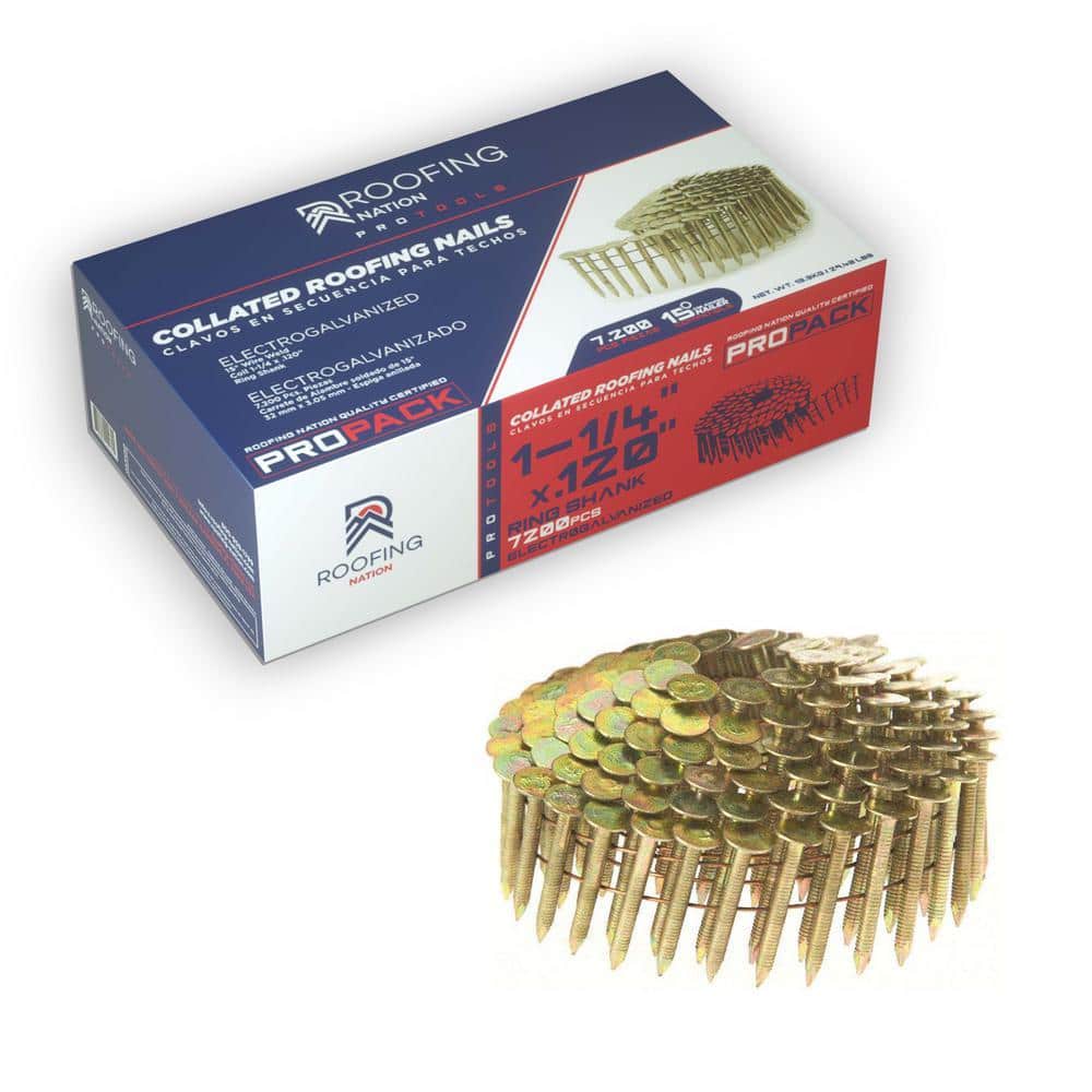 Roofing Nation LLC 1-1/4 in. Electro Galvanized Ring Shank Coil Roofing Nails (48 boxes per pallet 7,200 per Box) (2)