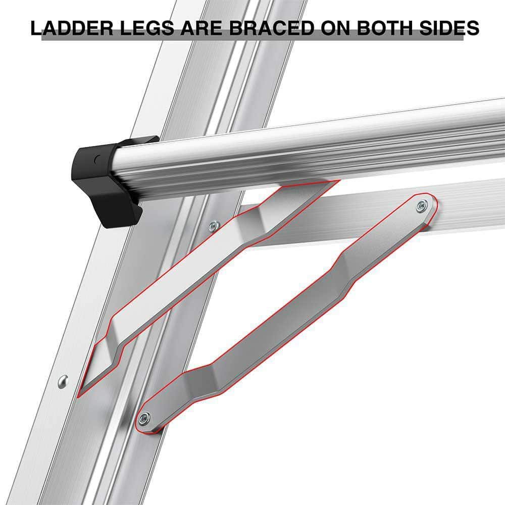 KIWDZFU 22 ft. Reach Aluminum Multi-Position Ladder with Wheels, 300 lbs. Weight Rating (3)