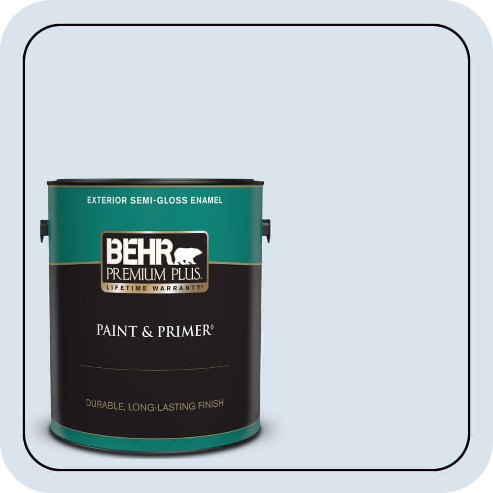 BEHR PREMIUM PLUS 1 gal. #590A-1 Icelandic Semi-Gloss Enamel Exterior Paint & Primer
