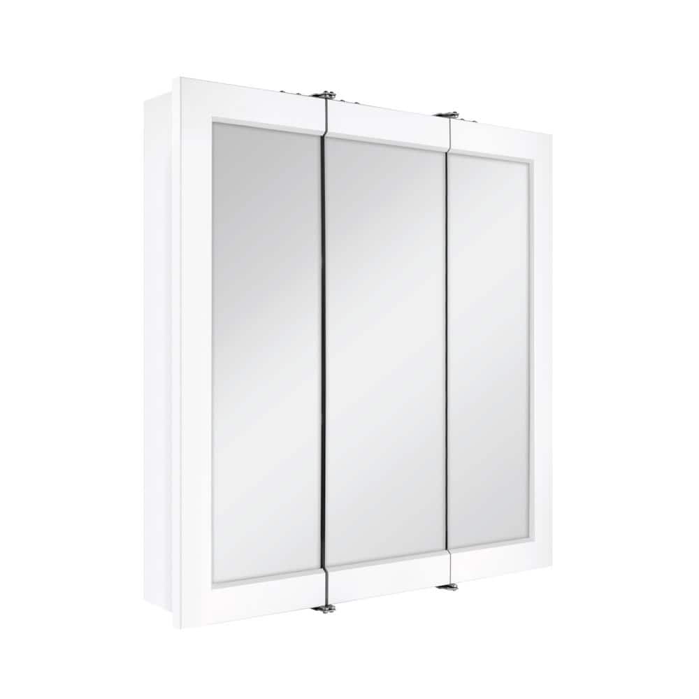 Glacier Bay 24-3/16 in. W x 24 in. H Framed Surface-Mount Tri-View Bathroom Medicine Cabinet with Mirror, White (2)