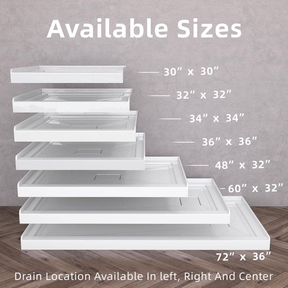 Getpro 72 in. x 36 in. Single Threshold Alcove Shower Pan Base with Left Drain Hole and Magnetic Cover Shower Tray in White (3)