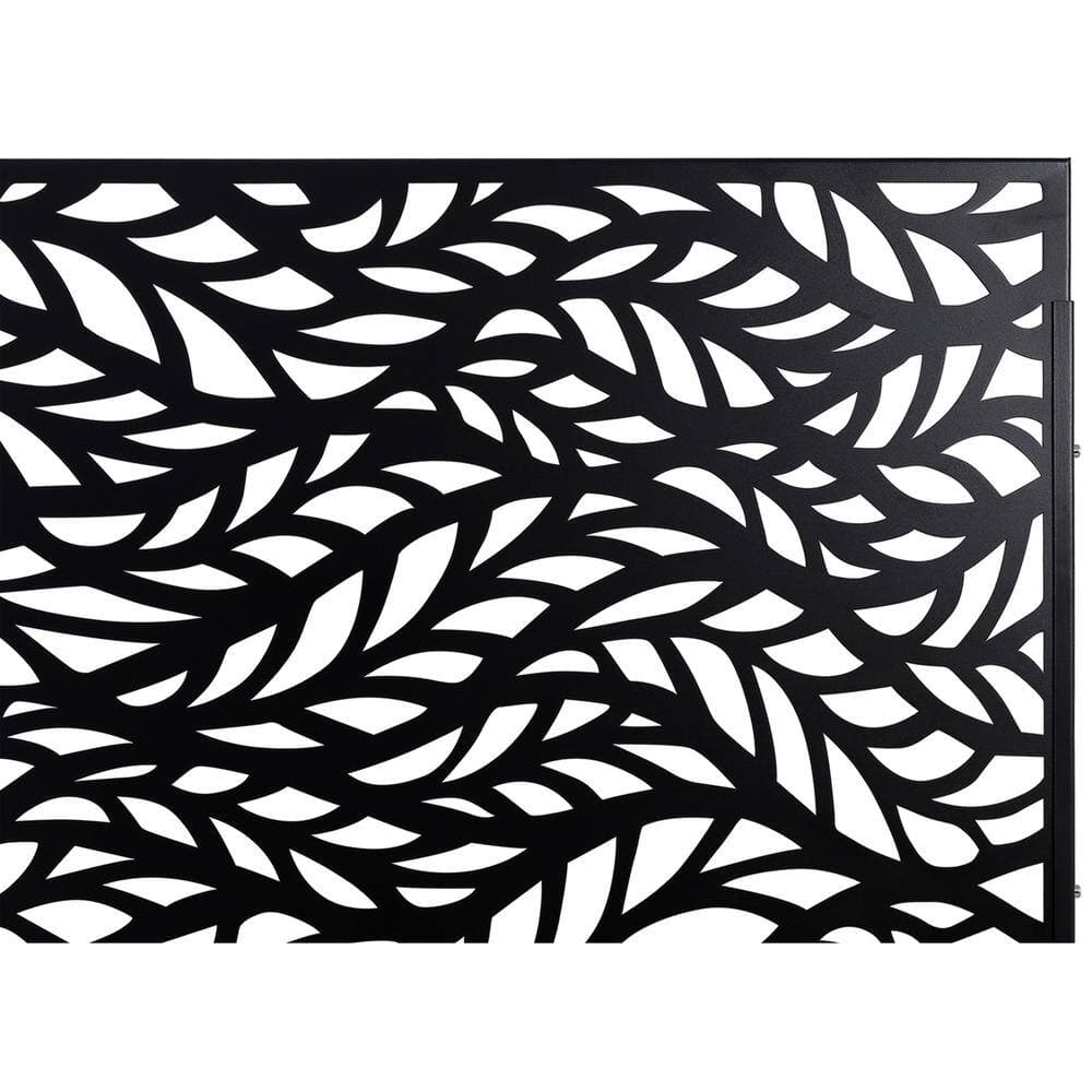 Runesay Outdoor 76 in. Hx48 in. W Metal Privacy Screen in Black for Deck Balcony Patio (3)