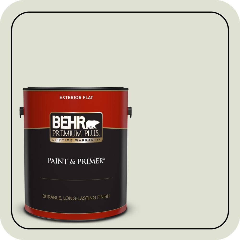 BEHR PREMIUM PLUS 1 gal. #S380-1 Moss Mist Flat Exterior Paint & Primer