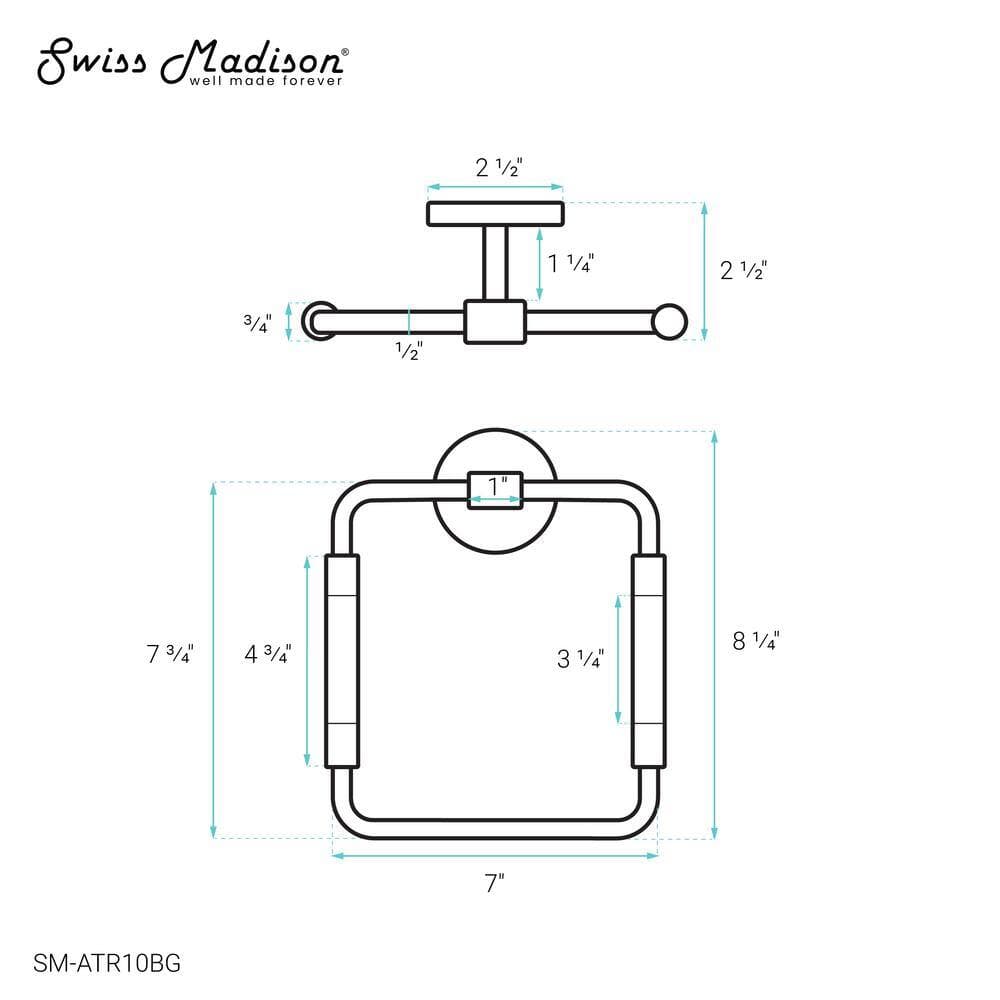Swiss Madison Verre Wall Mounted Towel Ring in Acrylic Brushed Gold (3)
