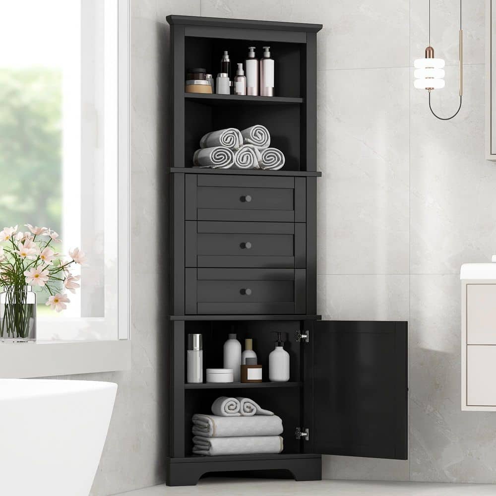 Boosicavelly 23 in. W 13.4 in. D 68.9 in. H Linen Cabinet (3)