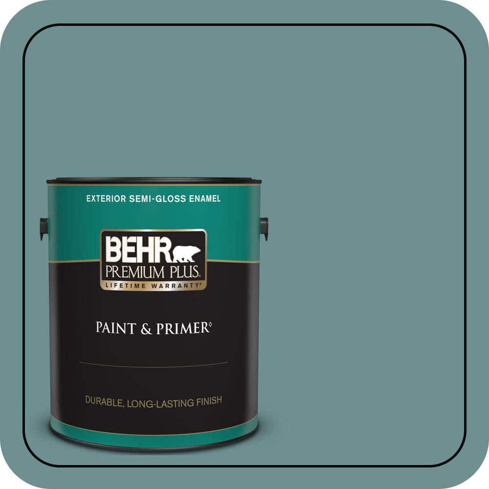 BEHR PREMIUM PLUS 1 gal. #500F-6 Hallowed Hush Semi-Gloss Enamel Exterior Paint & Primer