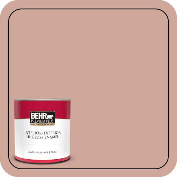 BEHR PREMIUM PLUS 1 qt. #PPU2-08 Pink Ginger Hi-Gloss Enamel Interior/Exterior Paint & Primer (2)