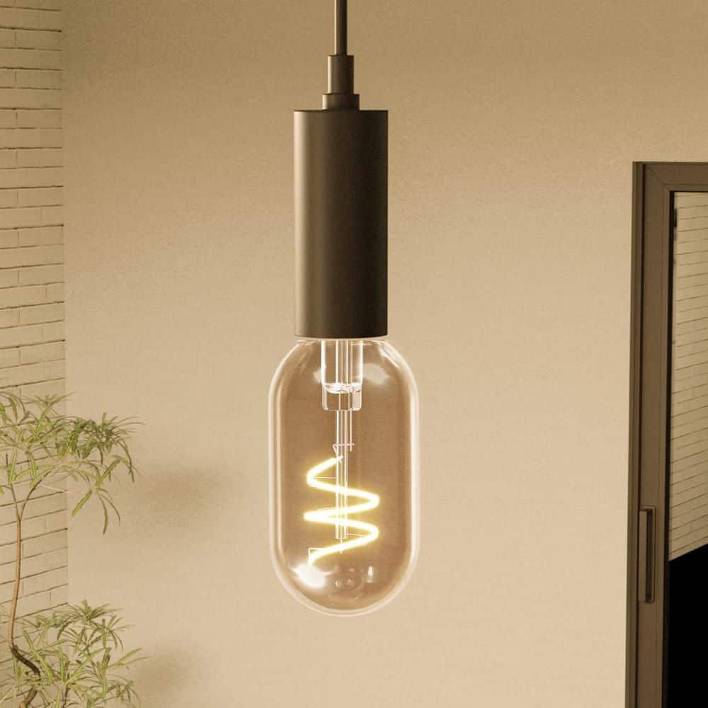 Feit Electric 60W Equiv. T14 Dimmable Spiral White Filament Clear Glass E26 Vintage Edison LED Tubular Light Bulb, Soft White (2-Pack) (4)