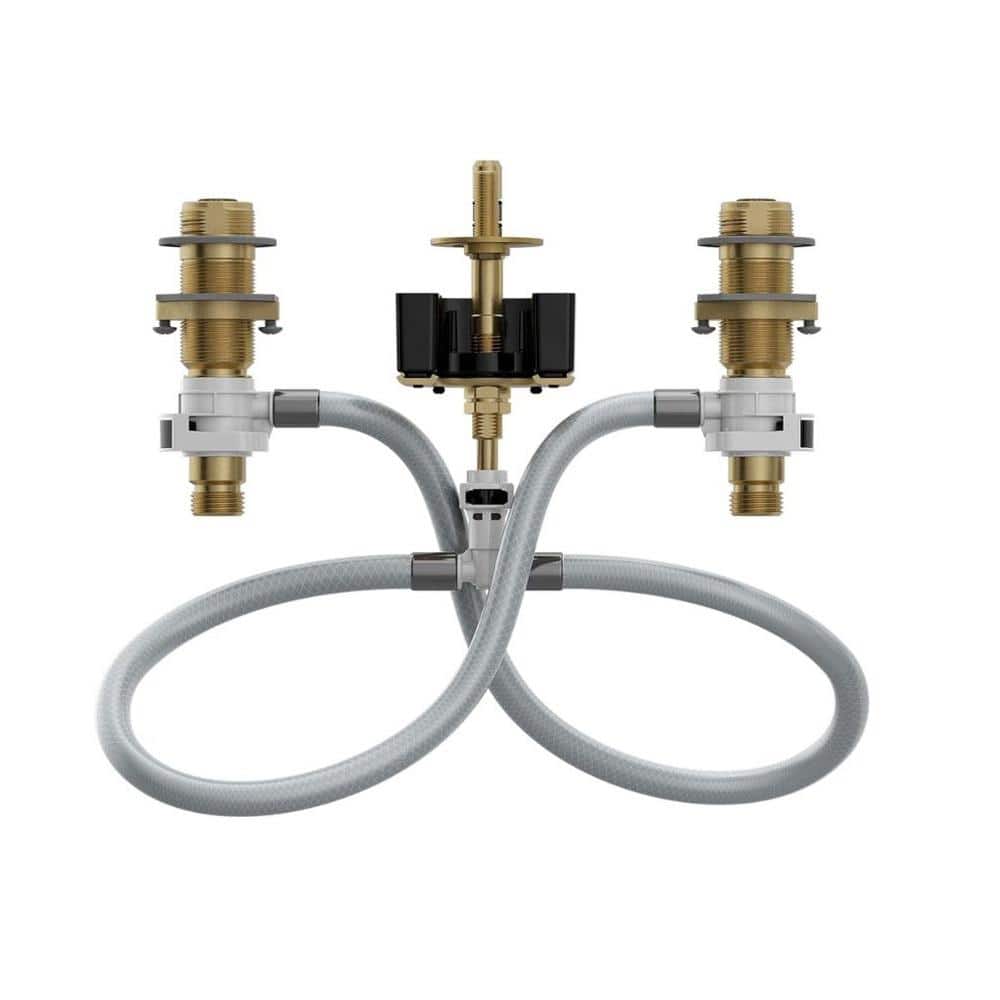 Lukvuzo 16 in. Widespread Bathroom Sink Faucet Rough-In Valve with Drain Assembly in Brass (2)