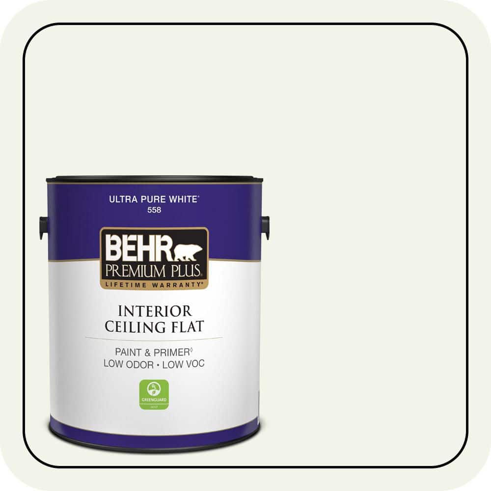 BEHR PREMIUM PLUS 1 gal. #GR-W10 Calcium Ceiling Flat Interior Paint & Primer (1)