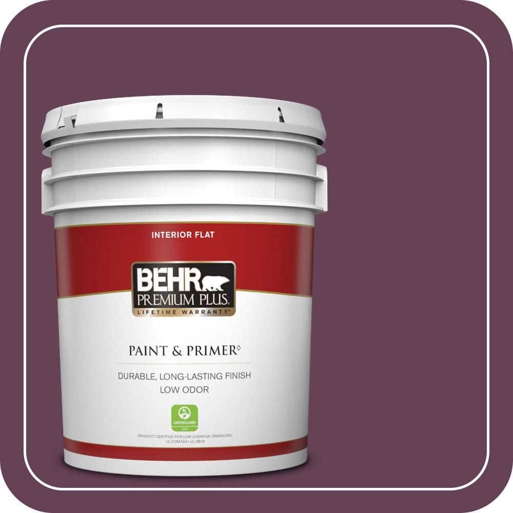 BEHR PREMIUM PLUS 5 gal. #S-G-690 Delicious Berry Flat Low Odor Interior Paint & Primer