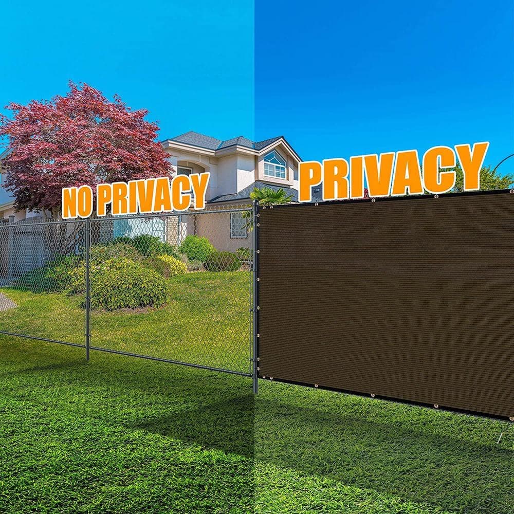 Cubilan 6 ft. x 50 ft. Brown Fence Privacy Screen Windscreen, with Bindings and Grommets, Heavy Duty (3)