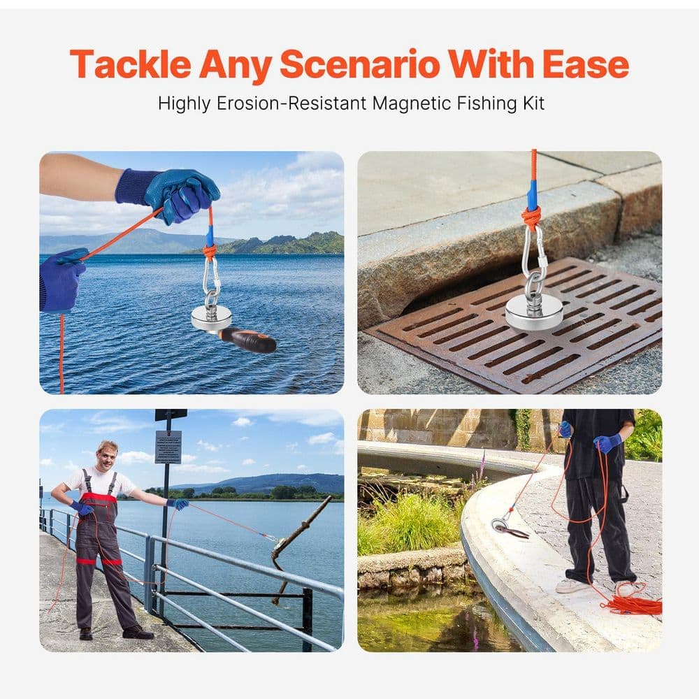 SKYSHALO Fishing Magnet, 1000 lbs. Pulling Force Super Strong Neodymium Fishing Magnet, Rare Earth Magnet with Handle (2)