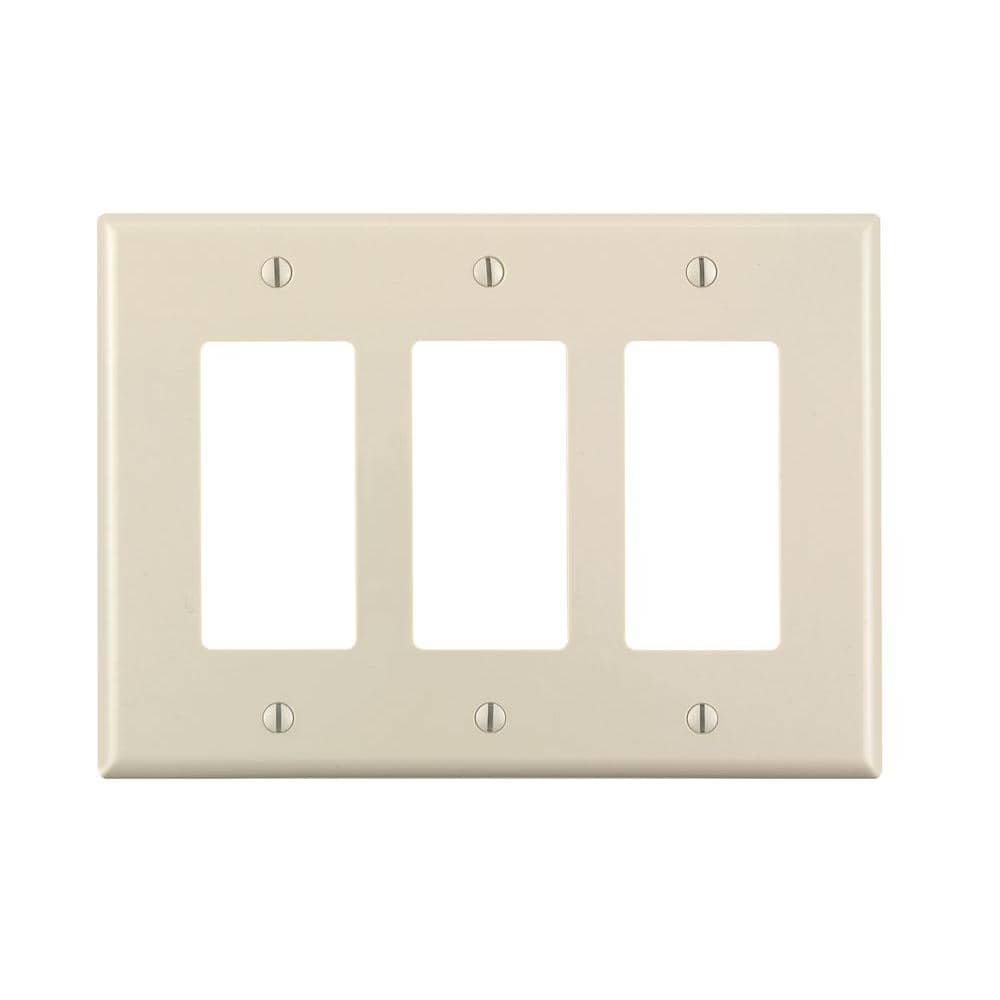 Leviton 3-Gang Light Almond Decora/Rocker Nylon Midway/Midsize Wall Plate (1-Pack) PJ263-T