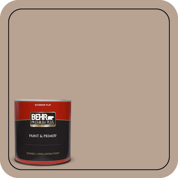 BEHR PREMIUM PLUS 1 qt. #N190-4 Rugged Tan Flat Exterior Paint & Primer (2)