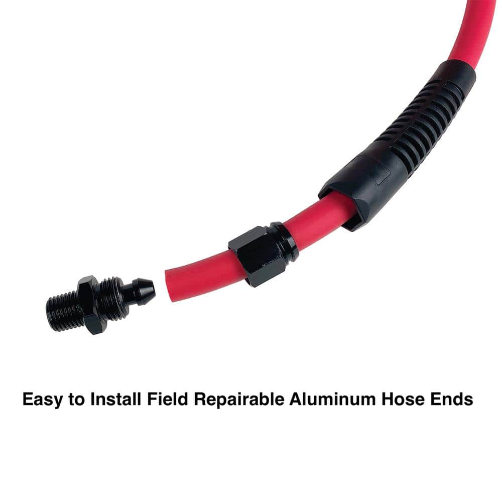 Primefit Premium Hybrid Air Hose 1/4 in. x 100 ft. with Industrial Coupler and Plug - Red (3)