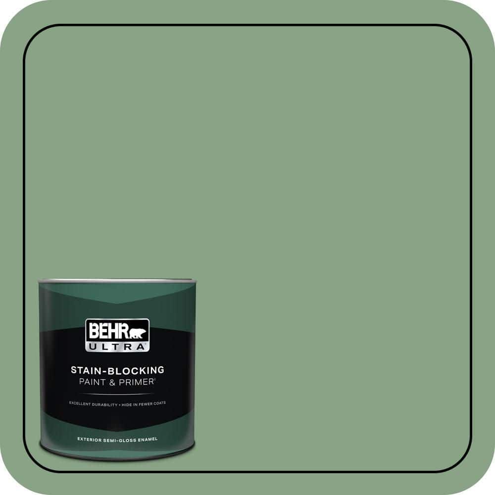 BEHR ULTRA 1 qt. #S400-5 Gallery Green Semi-Gloss Enamel Exterior Paint & Primer