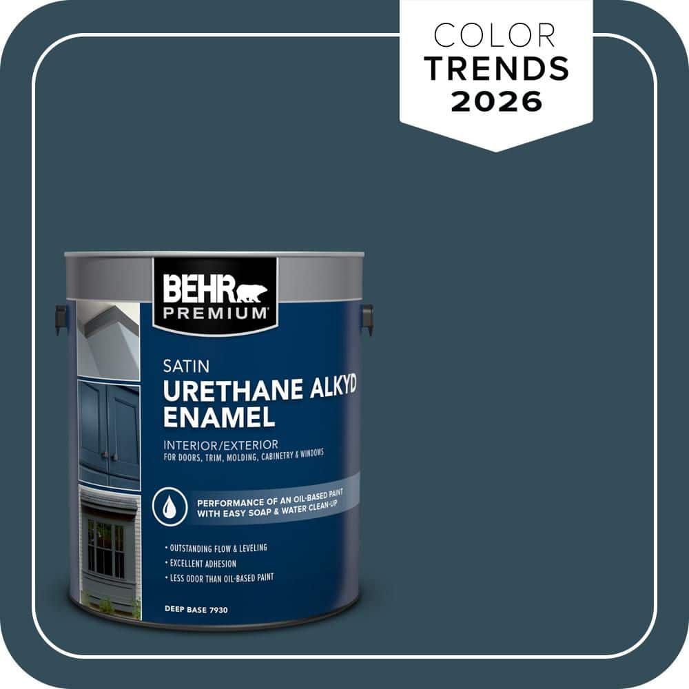 BEHR PREMIUM 1 gal. Home Decorators Collection #HDC-CL-28 Nocturne Blue Urethane Alkyd Satin Enamel Interior/Exterior Paint (1)