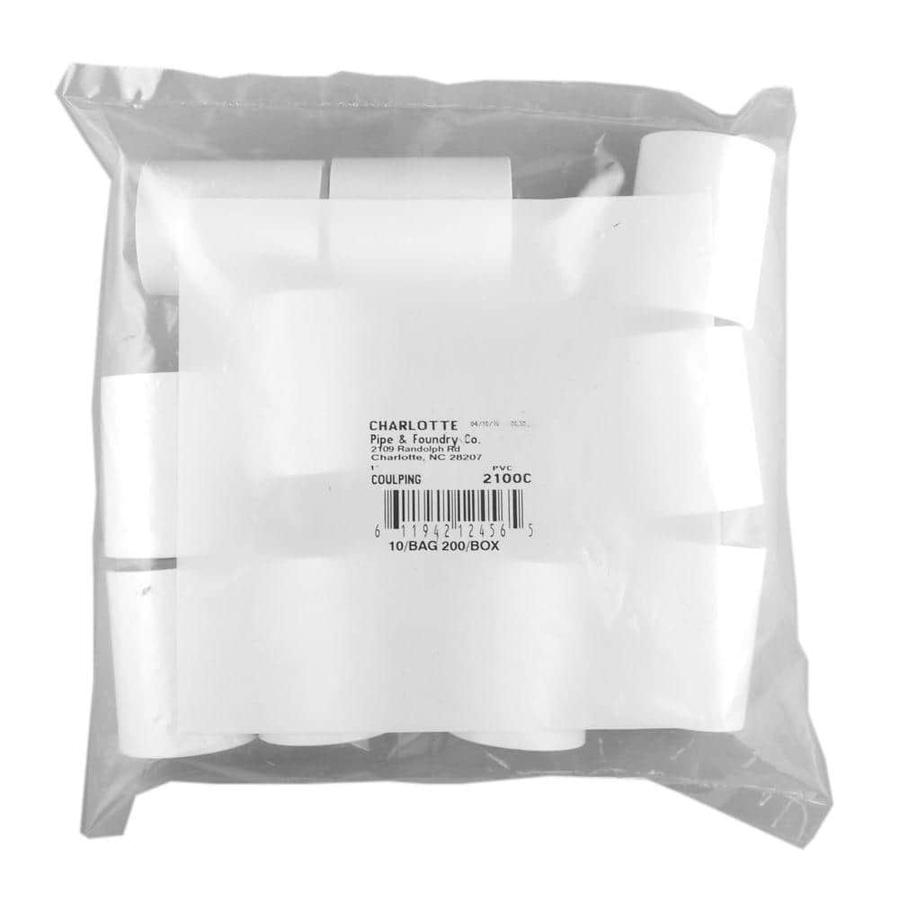 Charlotte Pipe 1 in. PVC Sch. 40 S x S Coupling (10-Pack)