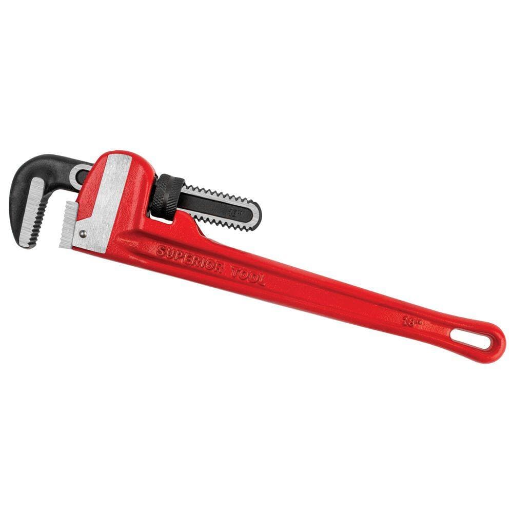 Superior Tool 18 in. Heavy-Duty Straight Cast-Iron Pipe Wrench (2)