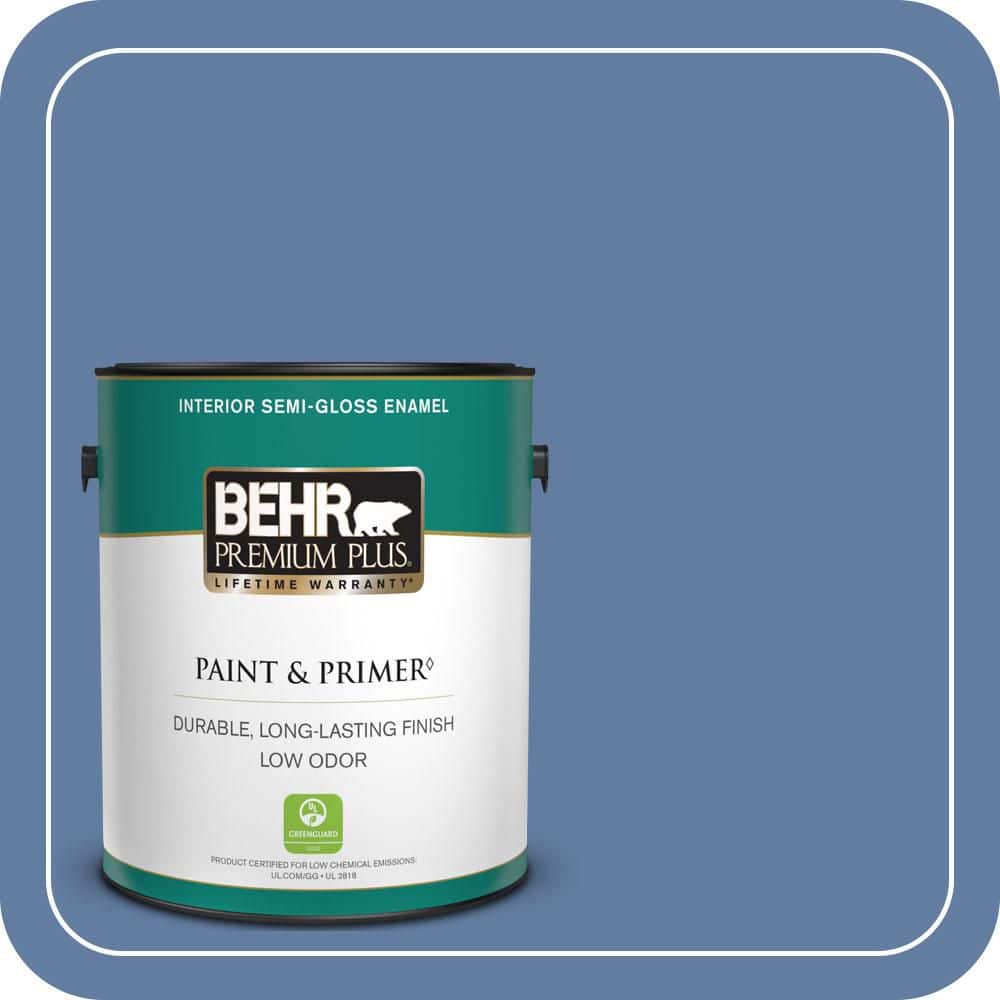BEHR PREMIUM PLUS 1 gal. #600D-6 Blueberry Patch Semi-Gloss Enamel Low Odor Interior Paint & Primer