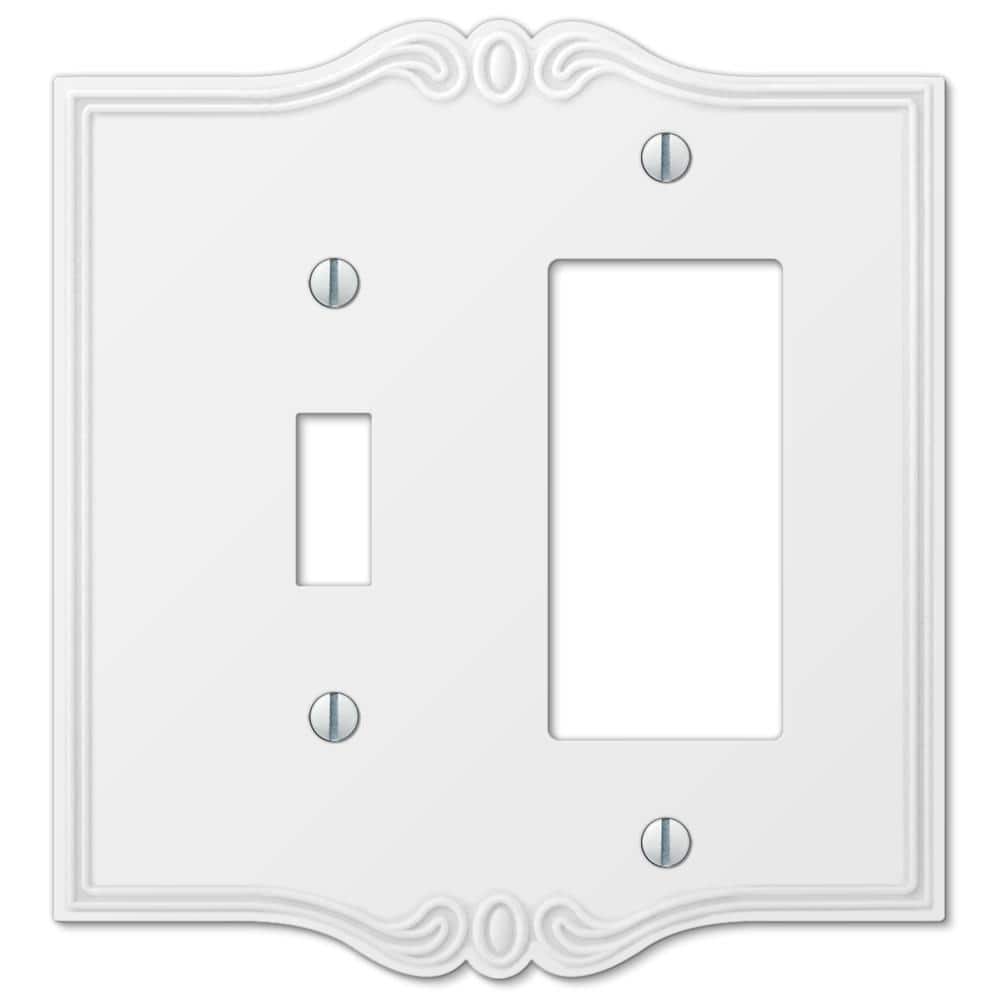 AMERELLE Charleston 2 Gang 1-Toggle and 1-Rocker Composite Wall Plate - White (1)
