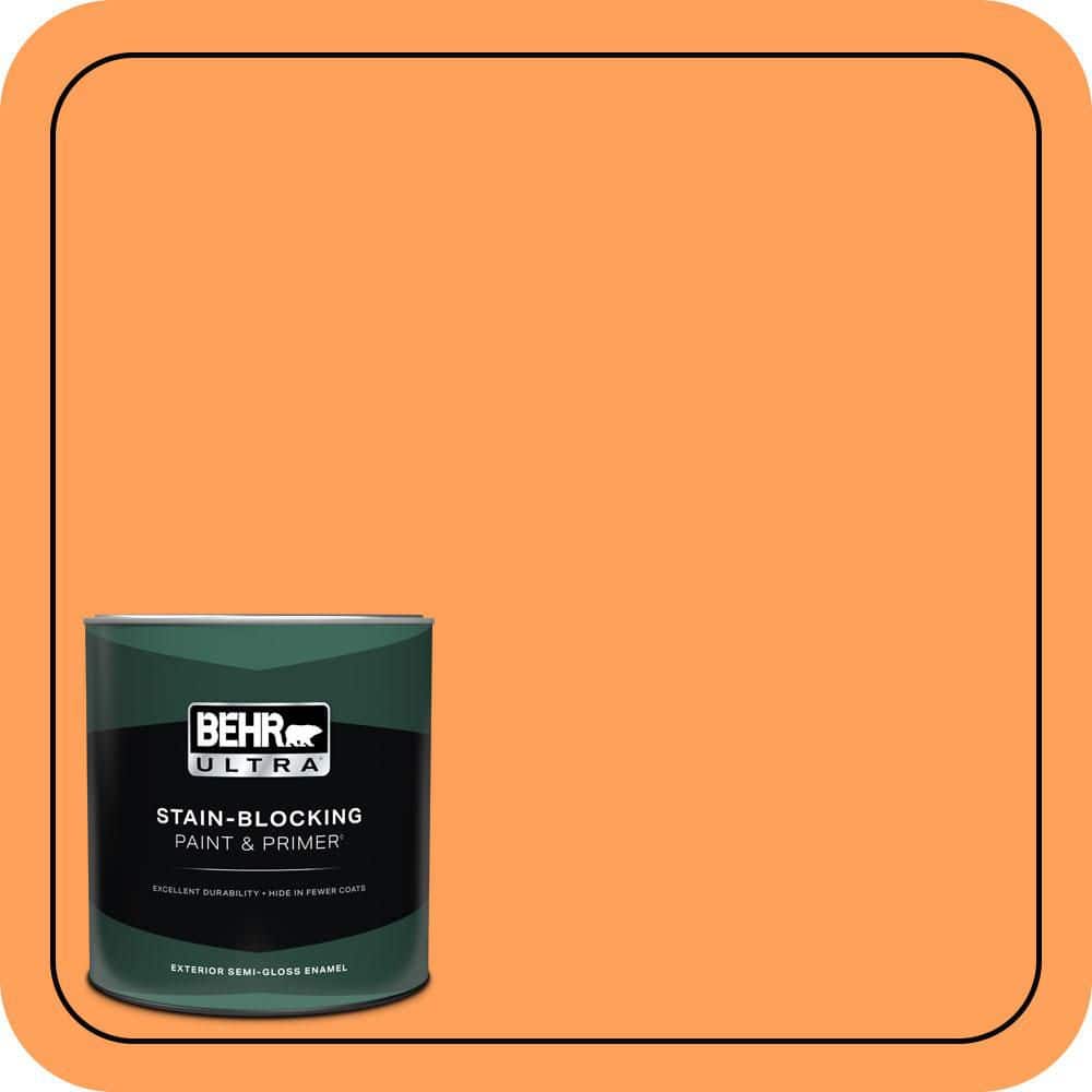 BEHR ULTRA 1 qt. #T15-10 Clarified Orange Semi-Gloss Enamel Exterior Paint & Primer