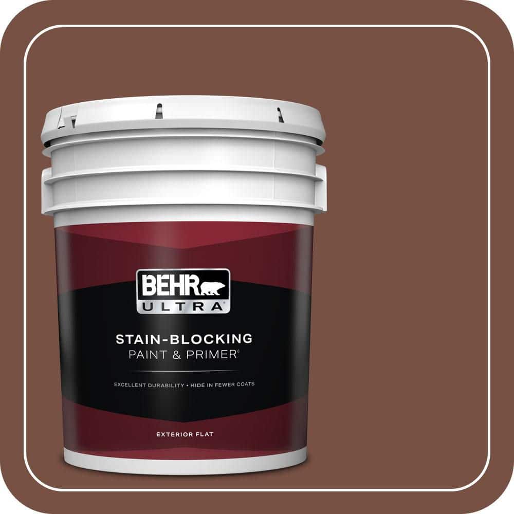 BEHR ULTRA 5 gal. #S190-7 Toasted Pecan Flat Exterior Paint & Primer