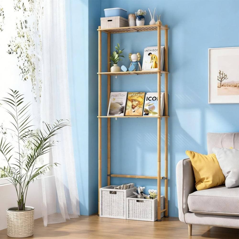 Whatseaso 25 in. W x 70 in. H x 10 in. D Natural Over The Toilet Storage with 3 Shelves (3)