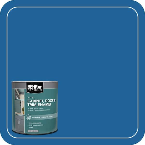 BEHR PREMIUM 1 qt. #570B-7 Cobalt Glaze Satin Enamel Interior/Exterior Cabinet, Door & Trim Paint (2)