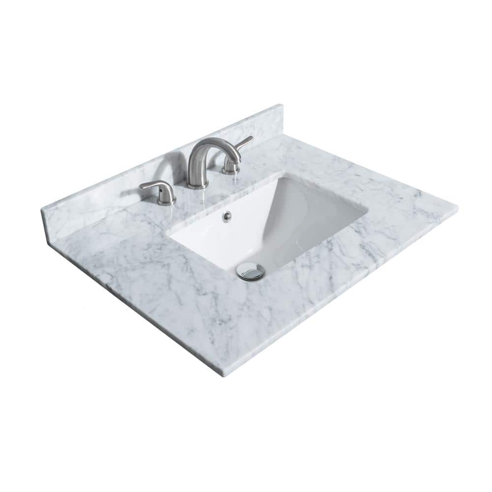 Wyndham Collection 30 in. W 22 in. D Marble Single Basin Vanity Top White Carrara with White Basin (1)