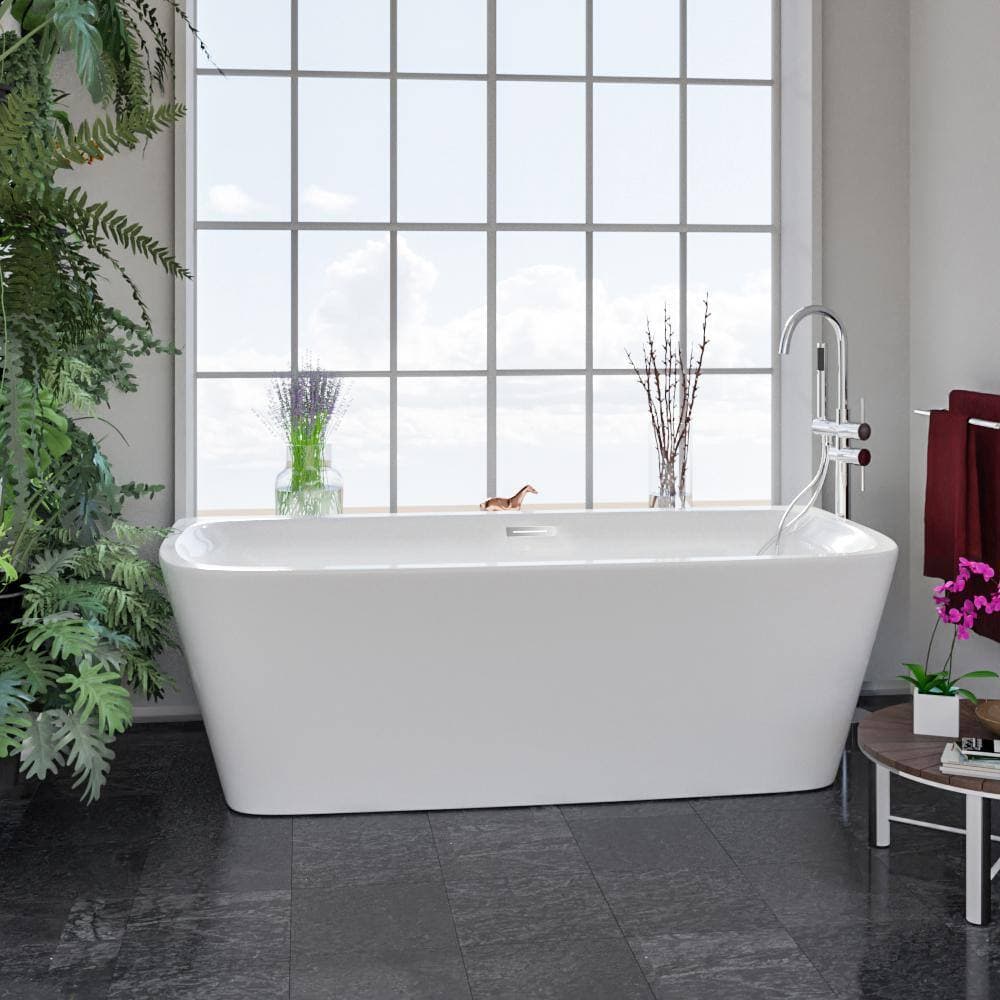 Barclay Products Vincent 71 in. Acrylic Flatbottom Non-Whirlpool Bathtub in White with Integral Drain in White (3)