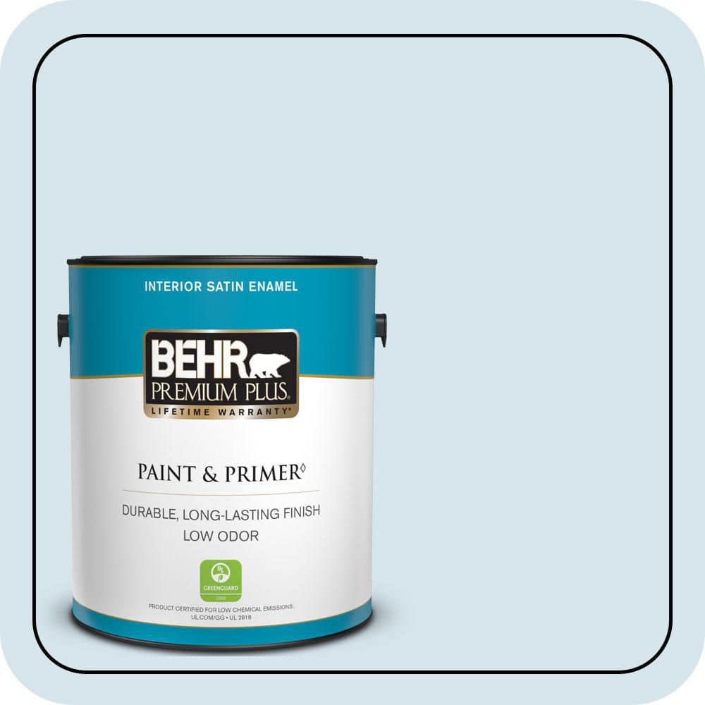 BEHR PREMIUM PLUS 1 gal. #560C-1 Rain Water Satin Enamel Low Odor Interior Paint & Primer
