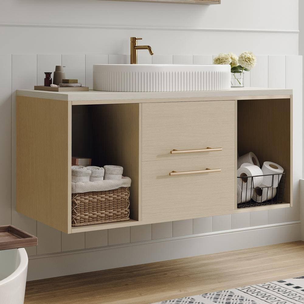 TCYO 39 in. Wall-Mounted Oak Bath Vanity with Solid Wood Top Unassembled (2)