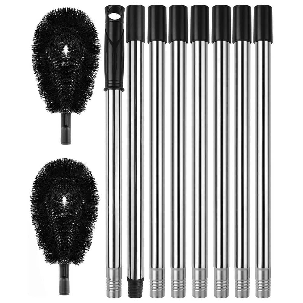 Laybus 10.5 ft. Black Rain Gutter Cleaning Brush with Pole, Stainless steel tube and nylon brush head, Leaf Cleaning Tool
