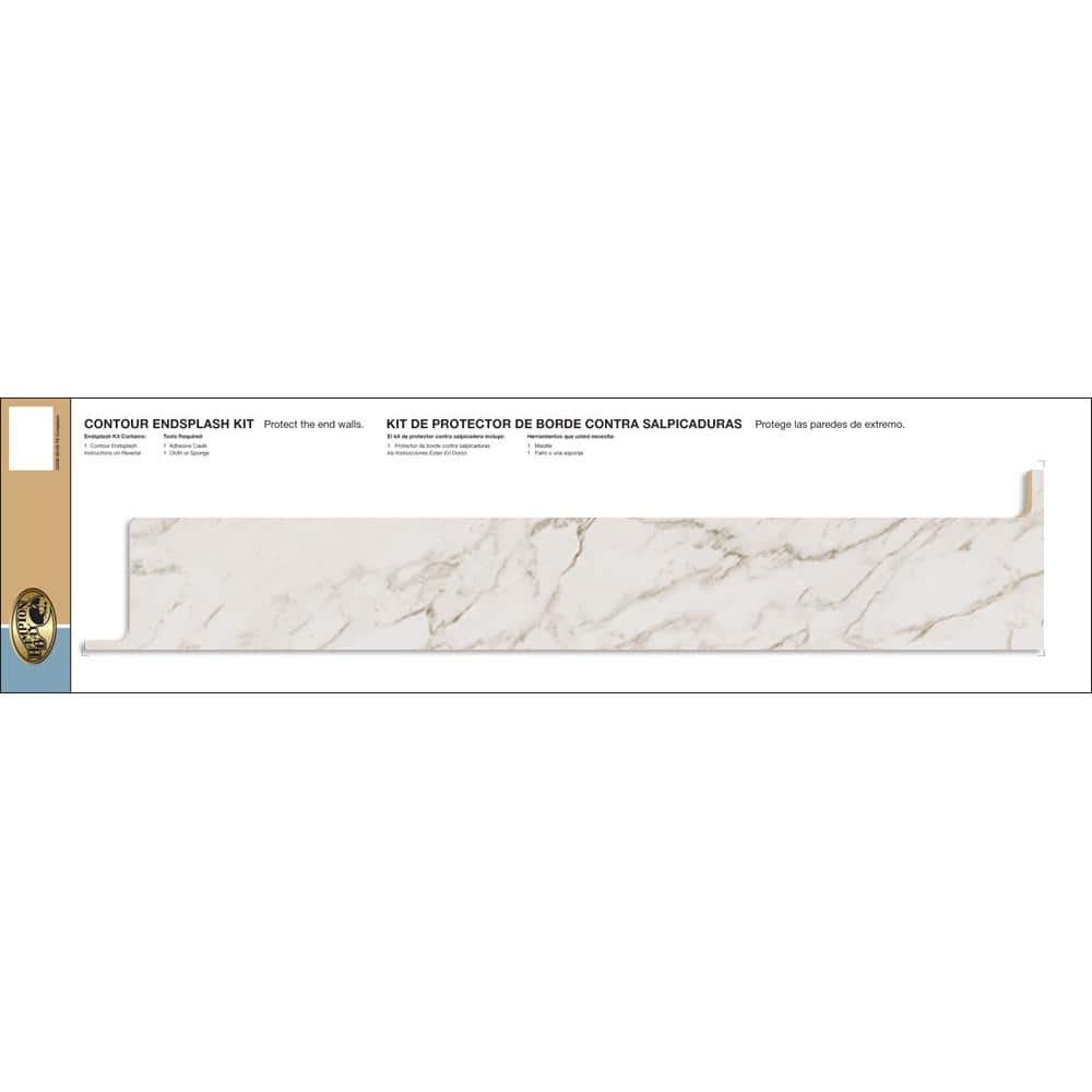 Hampton Bay Laminate End splash Kit for Countertop with Integrated Backsplash in Anzio Marble with waterfall edge