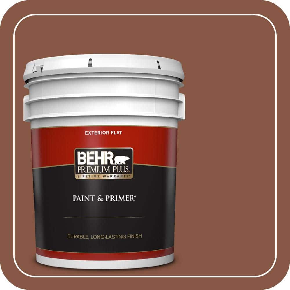 BEHR PREMIUM PLUS 5 gal. #S210-7 October Leaves Flat Exterior Paint & Primer