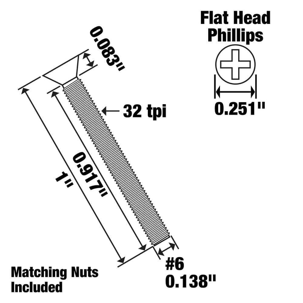 Everbilt #6-32 x 1 in. Zinc Plated Phillips Flat Head Machine Screw (8-Pack) (3)