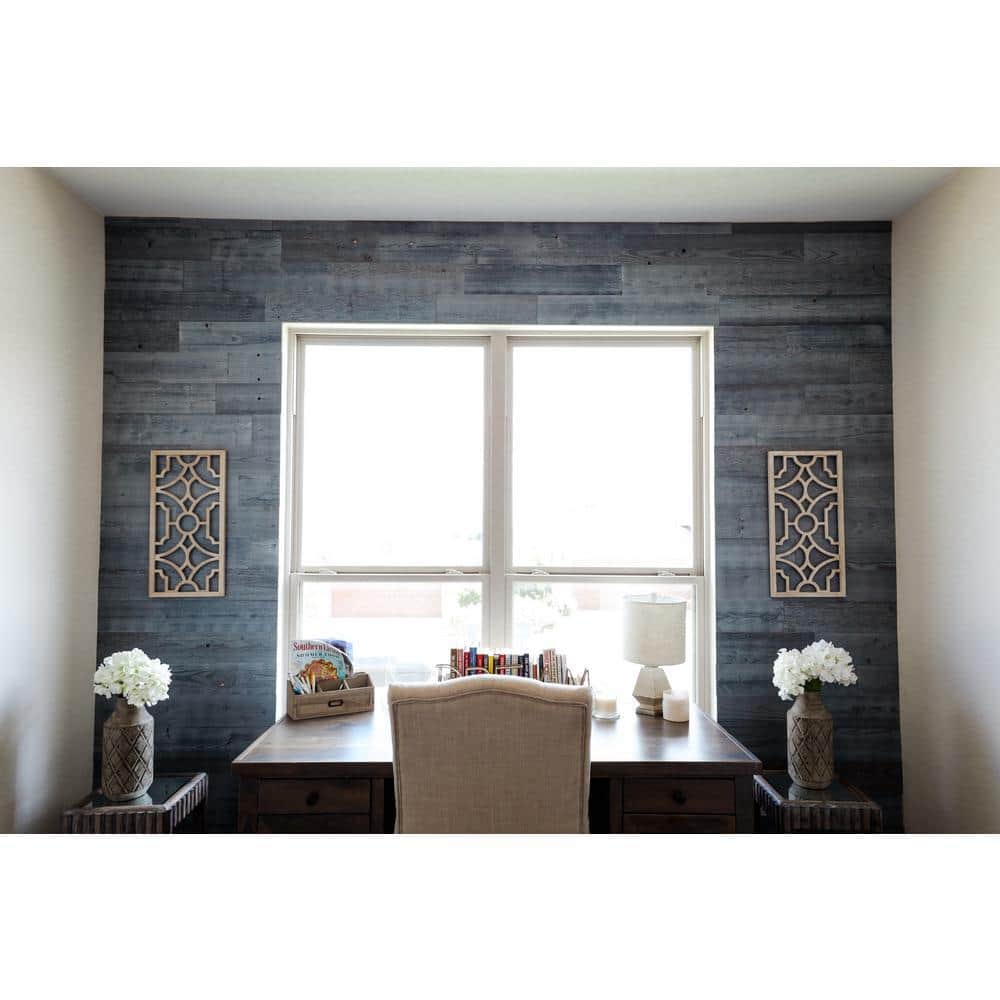 Timberchic 1/8 in. L x 3 in. W x 12-42 in. HPeel and Stick Blue Gray Wooden Decorative Wall Paneling (20 sq. ft./Box)