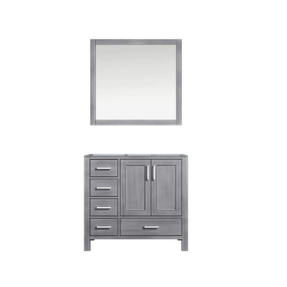 Lexora Jacques 36 in. W x 22 in. D Bath Vanity Cabinet in Distressed Grey with Mirror-Right Version (3)