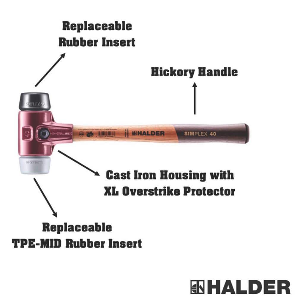 Halder 22 oz. Simplex 40 Mallet with Black Rubber and Grey Rubber Non-Marring Inserts (2)