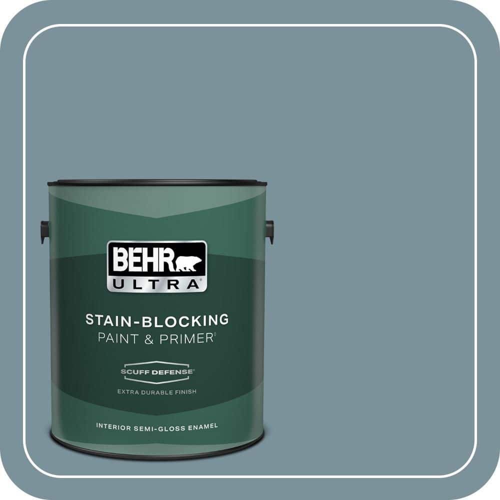 BEHR ULTRA 1 gal. #PMD-55 Silent Tide Extra Durable Semi-Gloss Enamel Interior Paint & Primer