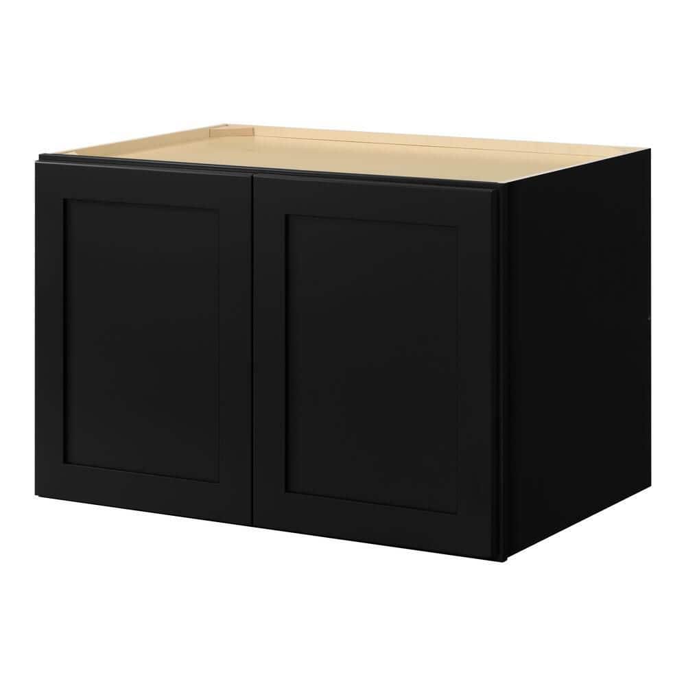 Hampton Bay Avondale 36 in. W x 24 in. D x 24 in. H Ready to Assemble Plywood Shaker Wall Bridge Kitchen Cabinet in Raven Black