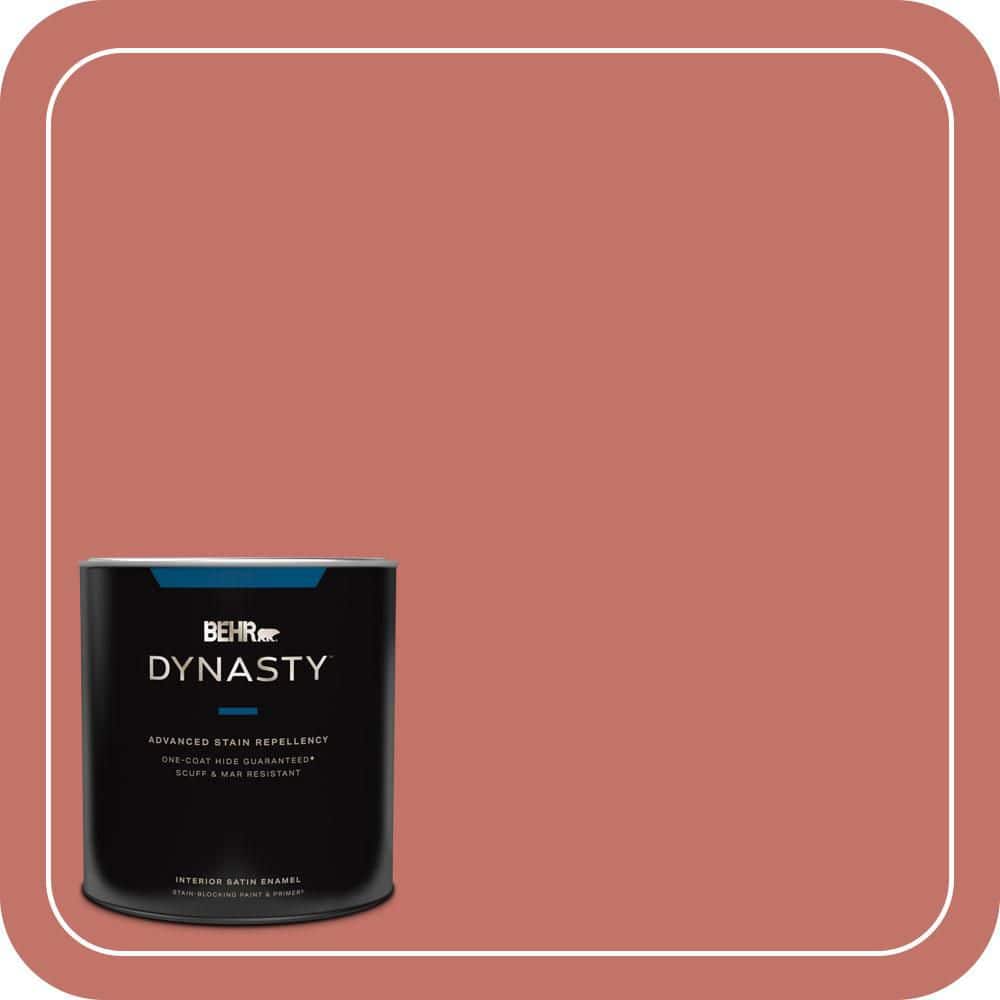 BEHR DYNASTY 1 qt. #PPU1-05A Red Coral Satin Enamel Interior Stain-Blocking Paint and Primer