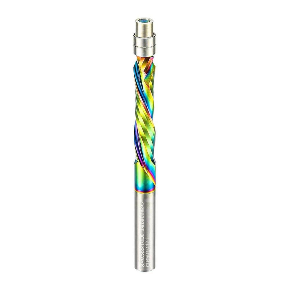 Unbranded 1/4 Inch Solid Carbide Spiral Router Bit with Dual-Bearing Compression Cut and HV4000 Coating for CNC Woodwork (1-Pack)