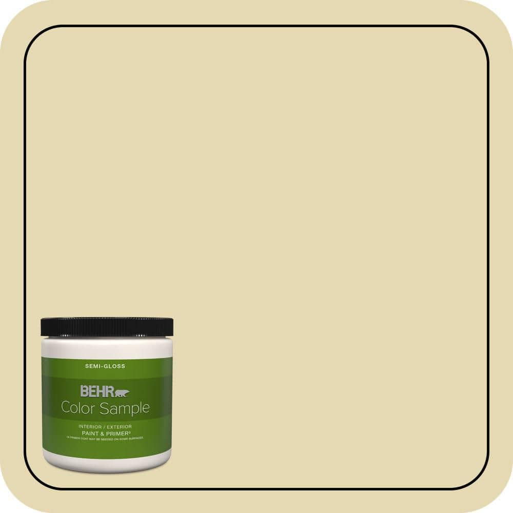 BEHR PREMIUM PLUS 8 oz. #MQ3-42 Honey Mist Semi-Gloss Interior/Exterior Paint & Primer Color Sample