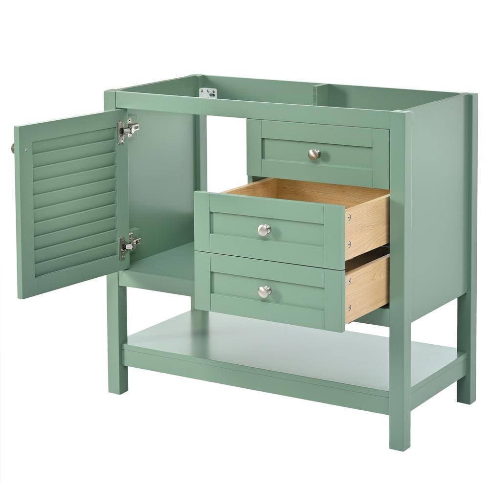 Lycvki 35.03 in. W x 17.91 in. D x 33.07 in. H Bath Vanity Cabinet without Top with 2-Drawers and Soft Closing Doors in Green (3)